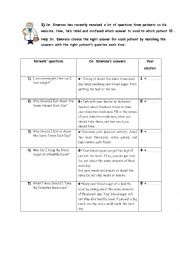 English Worksheet: Health features : health problems & the doctors advice