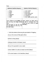 English Worksheet: frequency adverbs