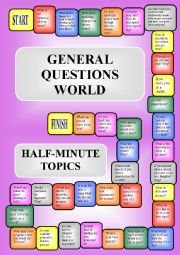 English Worksheet: General Questions Boardgame