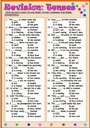 English Worksheet: Revision: Tenses