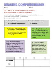English Worksheet: reorder the text