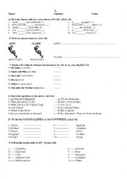 English Worksheet: Exam for A1.1