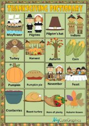 English Worksheet: THANKSGIVING - PICTIONARY