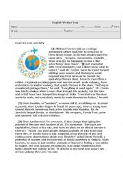 English Worksheet: end-of -term test 