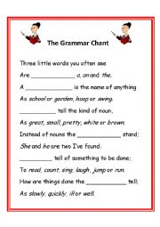 English Worksheet: A grammar chant