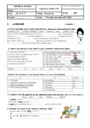 English Worksheet: end of term test 1 grade 7 tunisia