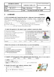 end of term test 1 grade 7 tunisia