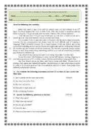 English Worksheet: TEST_10TH_GRADE_MODULE1: 