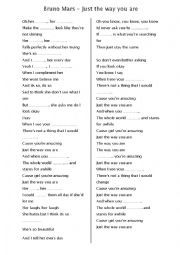 English Worksheet: Just the way you are