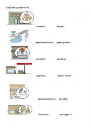 English Worksheet: Places in town