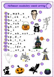 Halloween vocabulary vowels writing