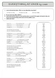 English Worksheet: Song Everything at Once by Lenka
