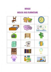 English Worksheet: Bingo - House and furniture