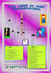 English Worksheet: The Ages of Man Crossword