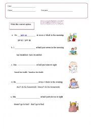 English Worksheet: daily routine