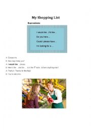 English Worksheet: My Shopping List