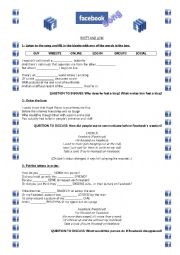 English Worksheet: The Facebook Song