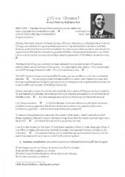 English Worksheet: Viva Obama!