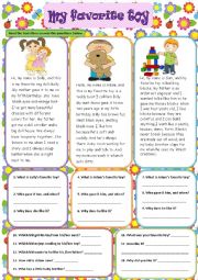 English Worksheet: My Favorite Toy-Reading Comprehension