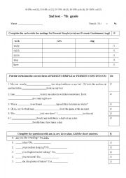 English Worksheet: Test 2- 7th grade -Project English 2 