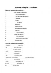 English Worksheet: Present Simple Exercise