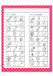 English Worksheet: Encircle the Fruit or Vegetable