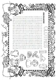 English Worksheet: CLOTHES WORDSEARCH