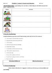 English Worksheet: Parents and Education