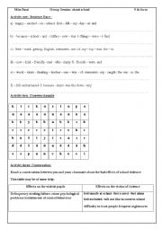 English Worksheet: group session about school violence 9th form
