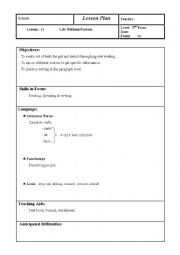 English Worksheet:  Life Without Parents (lesson plan) (Lesson : 11, 2nd Form. Tunisian students)