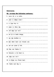 English Worksheet: verb to be