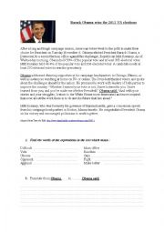 English Worksheet: Barack Obama wins the 2012 US elections