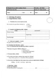 English Worksheet: mid term test nb1 for the 4th grade