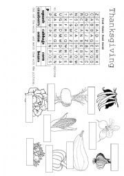 English Worksheet: Thanksgiving crossword with pictures