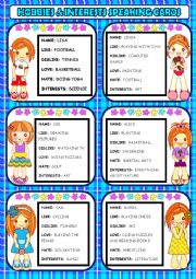 English Worksheet: Hobbies & Interests Speaking Cards