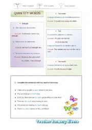 English Worksheet: QUANTITY WORDS