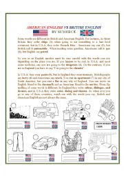 English Worksheet: BRITISH ENGLISH VS AMERICAN ENGLISH