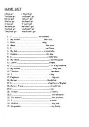 English Worksheet: HAVE  GOT