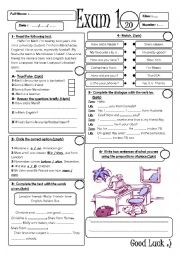 English Worksheet: beginner exam