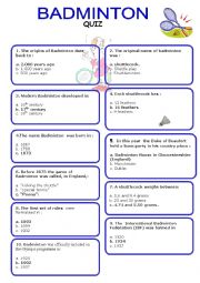 BADMINTON QUIZ - with key
