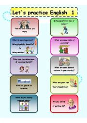 Lets practice English  ( speaking cards 1)