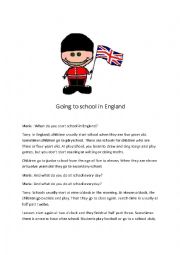 English Worksheet: going to school in england