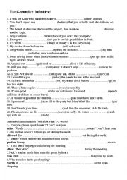 English Worksheet: Gerund and Infunitive