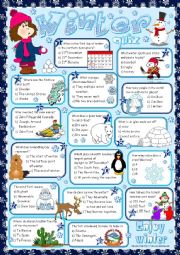 English Worksheet: Winter - quiz *KEY included*