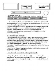 English Worksheet: test 1 for 9 graders