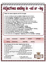 English Worksheet: Adjectives ending in -ed or -ing