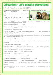 English Worksheet: COLLOCATIONS- LETS PRACTISE PREPOSITIONS!