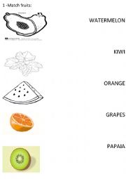 English Worksheet: Match fuits
