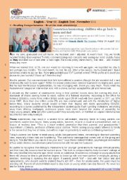 English Worksheet: ADULTESCENTS - THE WORLD OF WORK - TEST