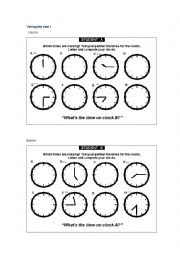 English Worksheet: telling the time